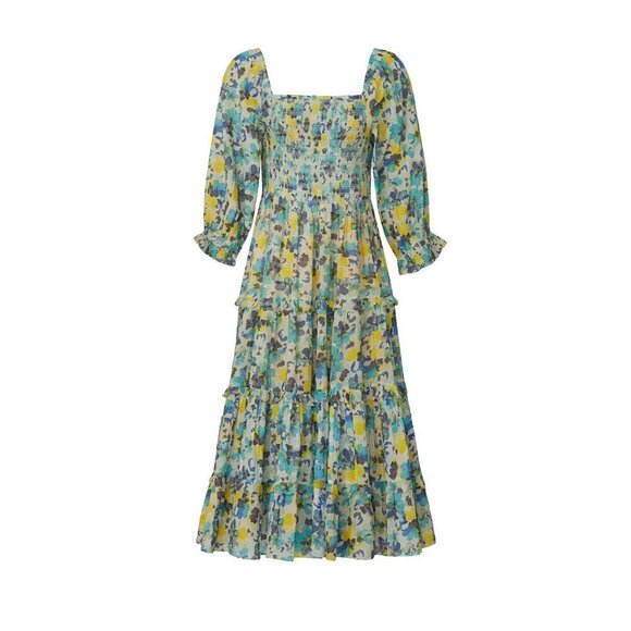 LoveShackFancy Dresses & Skirts - NWT LoveShackFancy Capri in Acai Berry Smocked On/Off Shoulder Midi Dress L $425
